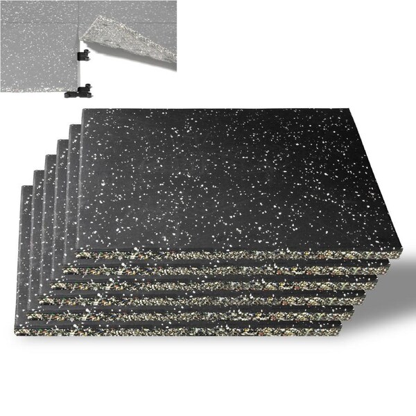 CyclingDeal Pro Quality Workout Tiles Mat - 6pk 50x50cm Interlocking Rubber 16mm Thick High-Density Dual Layer Non-Slip Floor Protection for Home Gym