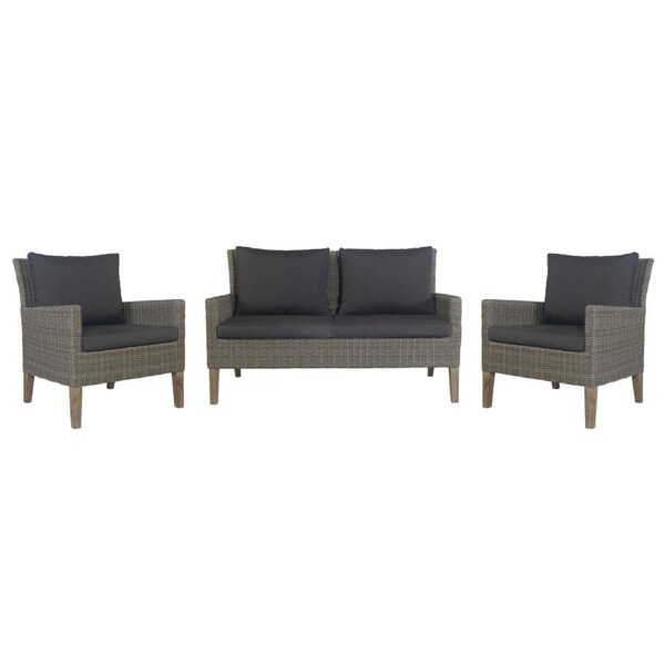 Byron 3pc Rattan Outdoor Sofa Set 2 Seater Wicker Lounge 2 Arm Chair