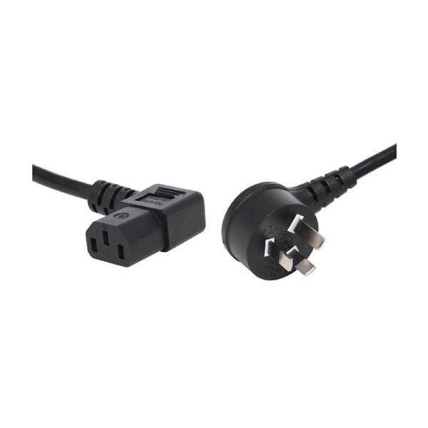 2m Right Angle C13 IEC to R/A Mains Plug 10A Power Cable