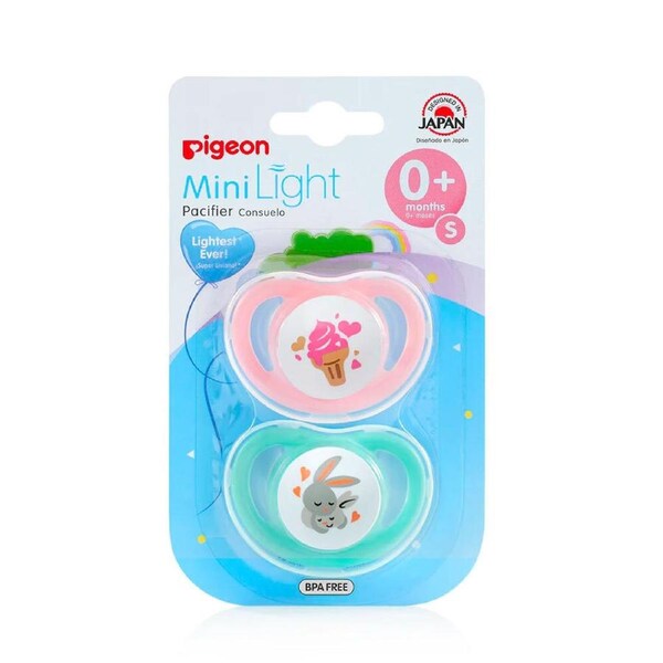 2 pc Pigeon Minilight Baby/Infant Pacifier/Dummy Size Small Assorted Ages 0 & Up