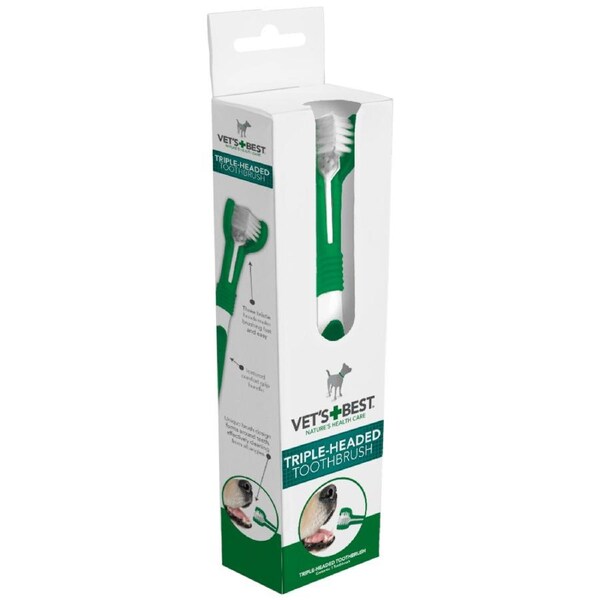 VET'S BEST Triple Headed Toothbrush For Dogs