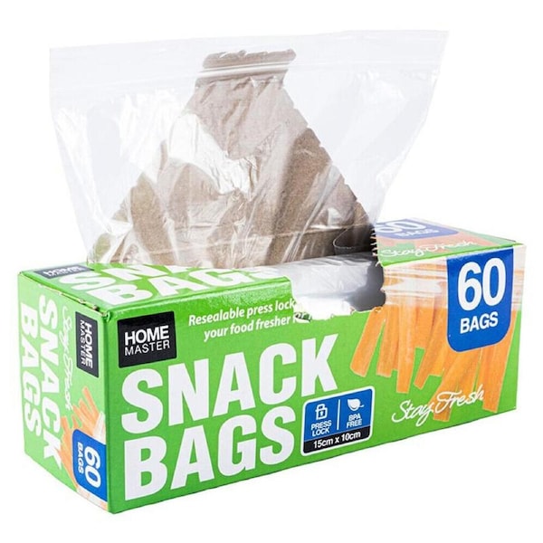 Bag Snack Snap Lock 15cm x 10cm 60pk