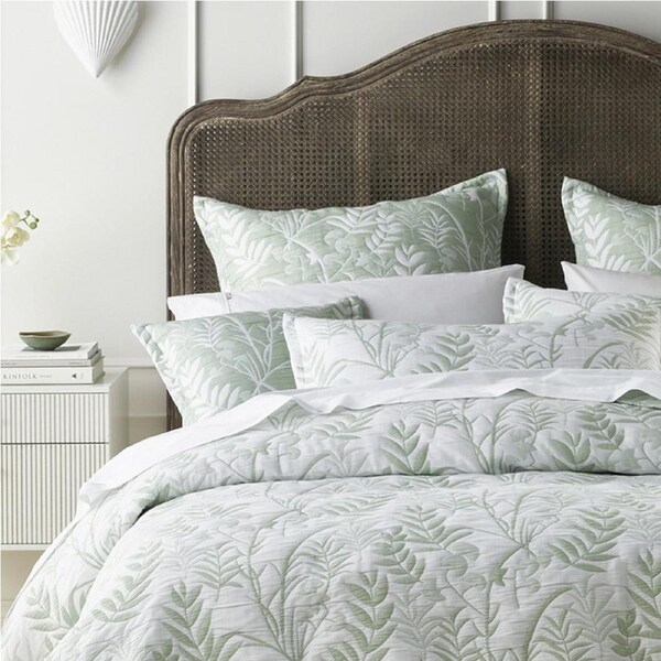 Bianca Eden King Polyester Bedspread w/ 2x Pillowcases Home Bedding Set Sage
