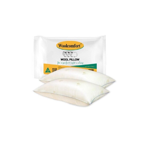 Woolcomfort Aus Made Natural Health Wool Pillow Twin Pack