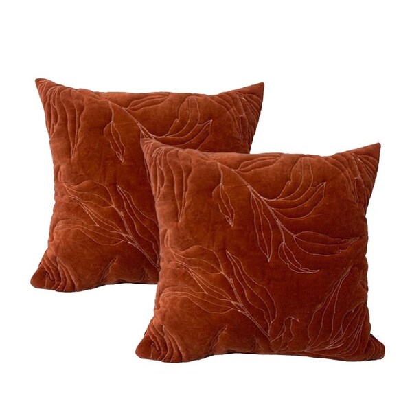2pc Cloud Linen Sophie Cotton Velvet/Polyester 50cm Cushion Square Pillow Clay
