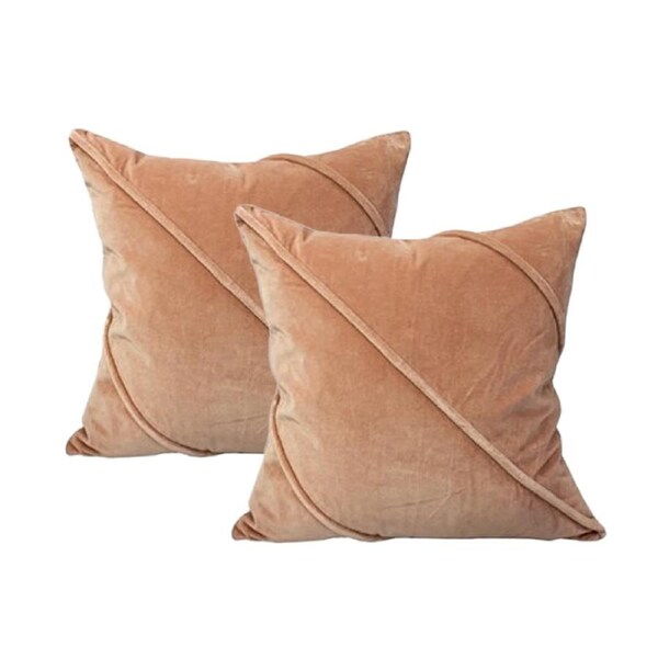 2pc Cloud Linen Trova Cotton Velvet/Polyester 50cm Cushion Set Square Blush