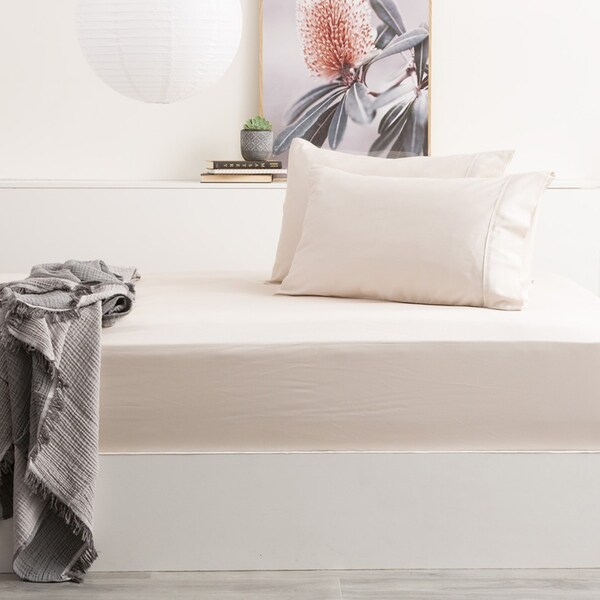Park Avenue Single 500TC Bamboo Cotton Sheet w/ 2x Pillowcases Set Bedding Dove
