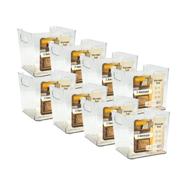 8x Kemasi Clear Home Kitchen Pantry Storage Organisation BPA Free Tub 16cm