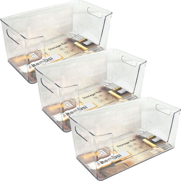 3x Kemasi Clear Home Kitchen Pantry Storage Organisation BPA Free Tub 33x16cm