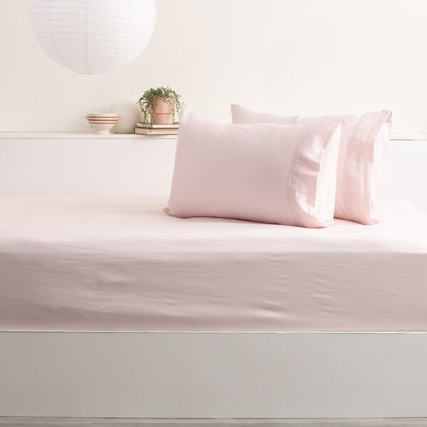 Park Avenue King Single 500TC Bamboo Cotton Sheet w/ 2x Pillowcases Set Peach