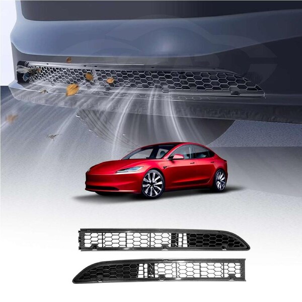 Tesla Model 3 Highland 2023-Onwards Car Front Air Flow Vent Inlet Intake Grill Mesh Grille Grid Protection Cover Leaves Insect Guard