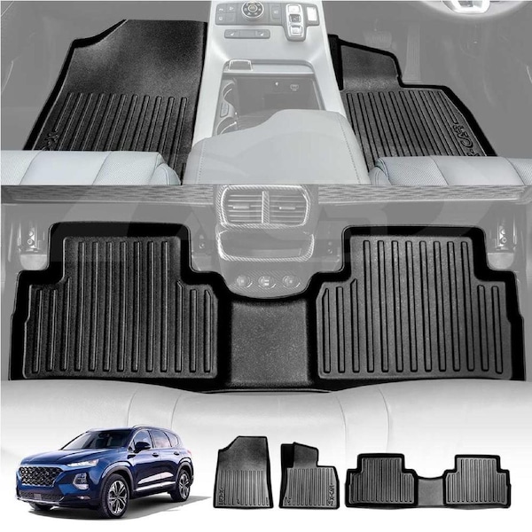 3D Floor Mats for Hyundai SantaFe Santa Fe 2018-2023 Heavy Duty All Weather Car Carpet Liner Set Accessories