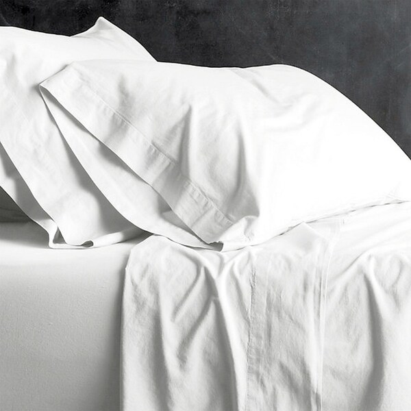 2PK Park Avenue European Double Cotton Fitted/Flat Sheet Set VNT Washed White