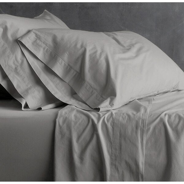 2PK Park Avenue European Double Cotton Fitted/Flat Sheet Set VNT Washed Coal