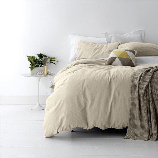 Park Avenue European Double Cotton Quilt Cover w/ Pillowcase VNT Washed Stone