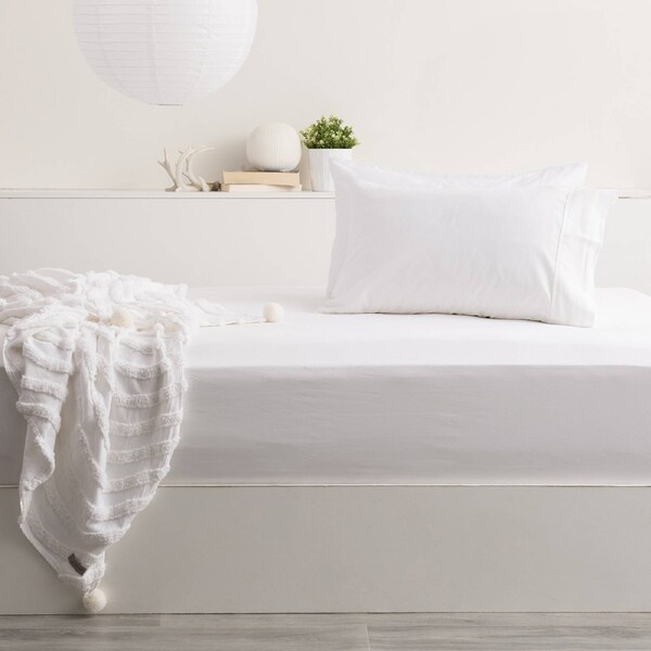 Park Avenue Queen 500TC Bamboo Cotton Sheet w/ 2x Pillowcases Set Bedding White