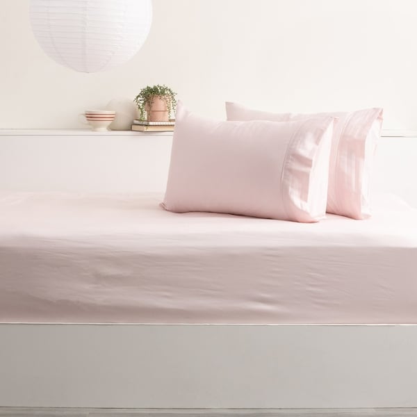 Park Avenue Long Single 500TC Bamboo Cotton Sheet w/ 2x Pillowcases Set Peach