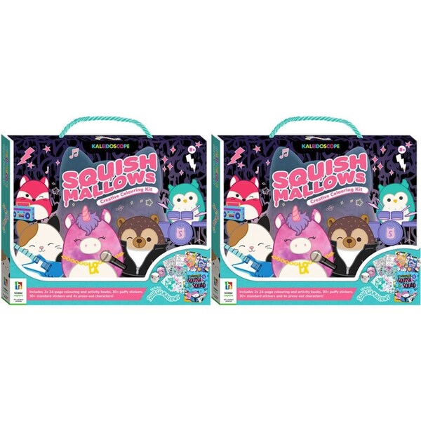 2x Kaleidoscope Squishmallows Childrens/Kids Colouring Book and Activity Set 8+