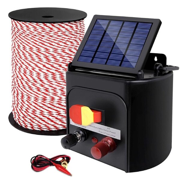 Electric Fence Energiser 3km Solar Powered Energizer Charger + 500m Tape Fencing