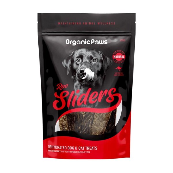 ORGANIC PAWS Roo (Kangaroo) Sliders Dog Cat Treats 100G