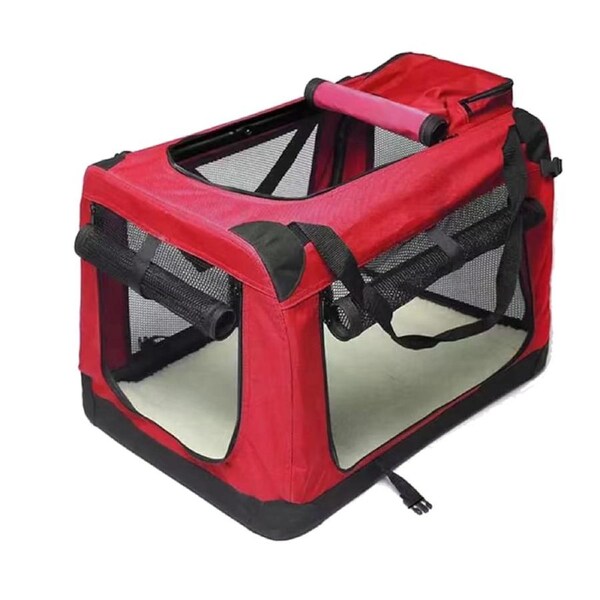 Foldable Pet Carrier Soft Dog Crate Portable Cage Car Travel Bag Kennel Outdoor [Colour: Red] [Size: L]
