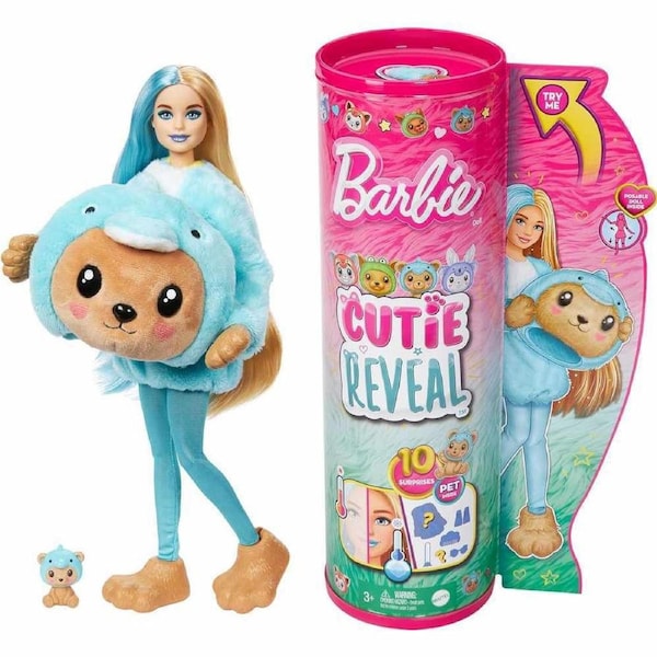 Barbie Cutie Reveal Doll Dolphin Plush Costume & 10 Surprises