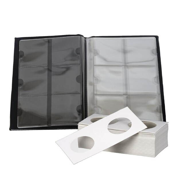 Coin Collection Book Australia Holder Album Staple Cardboard Flips 2" X2" Inches Clear Window Collector Display Storage Stock 60 Pockets 100X 29mm