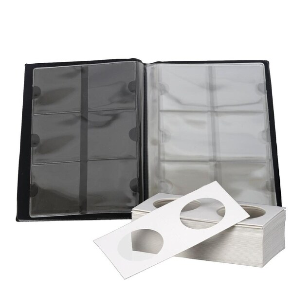 Coin Collection Book Australia Holder Album Staple Cardboard Flips 2" X2" Inches Clear Window Collector Display Storage Stock 60 Pockets 100X 33mm