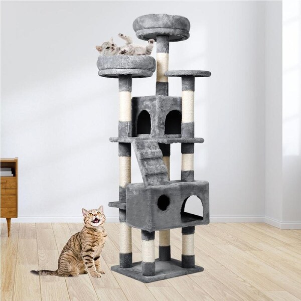 Pawz Cat Trees Scratching Post Scratcher For Large Cats Tower House Grey 141cm