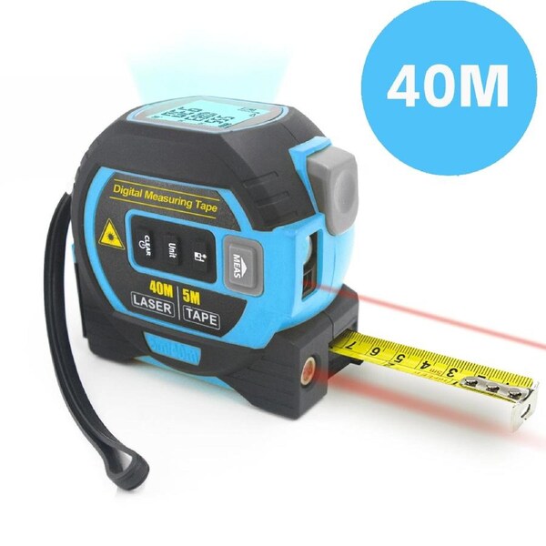 40m Laser Measure, Cross-line Laser Level, 5m Tape Measure Blue