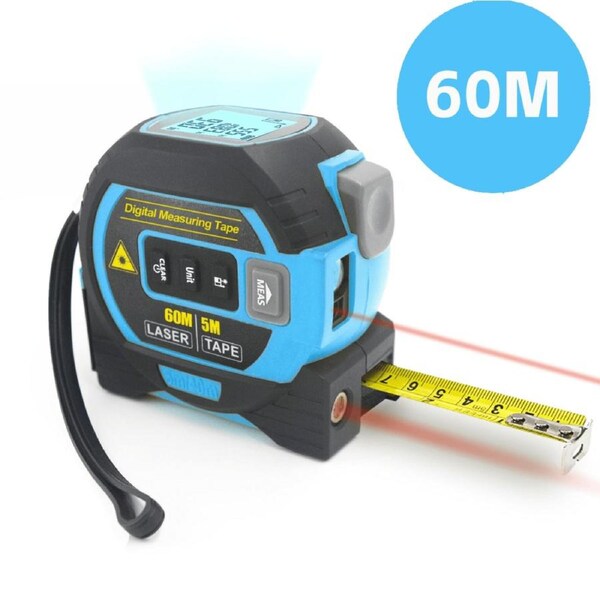 60m Laser Measure, Cross-line Laser Level, 5m Tape Measure Blue