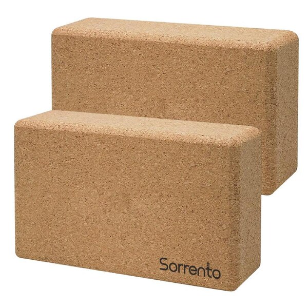 Sorrento Yoga Blocks Pack of 2pcs Cork Yoga Bricks Eco-Friendly Cork Exercise Blocks High Density for Yoga Pilates Home Gym Practice