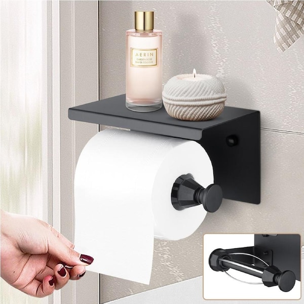 Bathroom Stainless Steel Toilet Paper Roll Holder Rack Hook Damping Effect