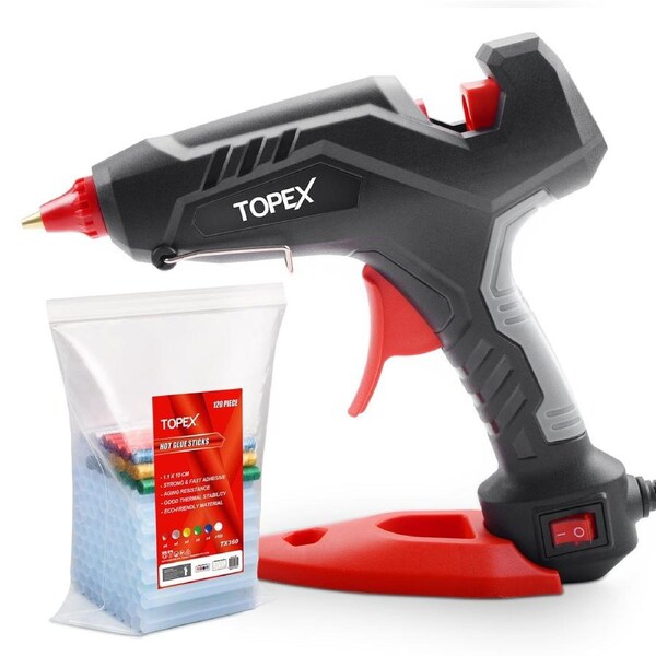 TOPEX 100w Glue Gun & 130 PCS 11mm Sticks Heavy Duty 100W Hot Melt Glue Gun Electric Heating Craft