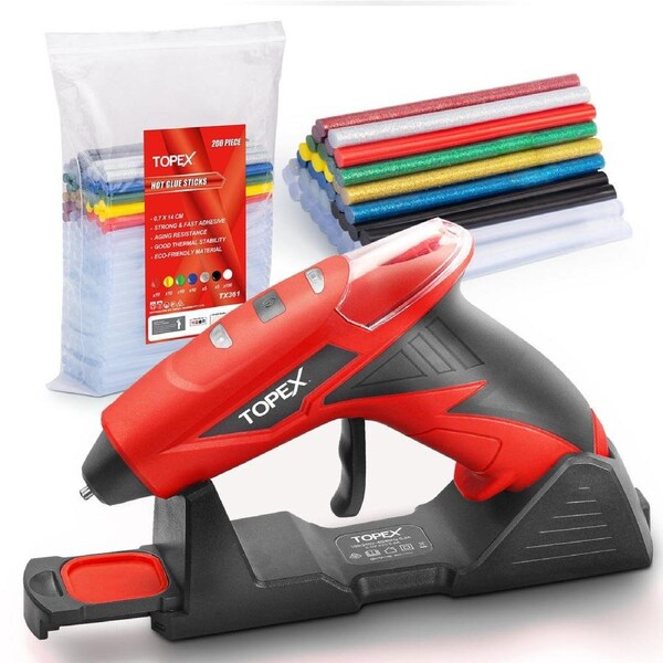 TOPEX 4V Glue Gun & 215 Pcs 7mm Sticks