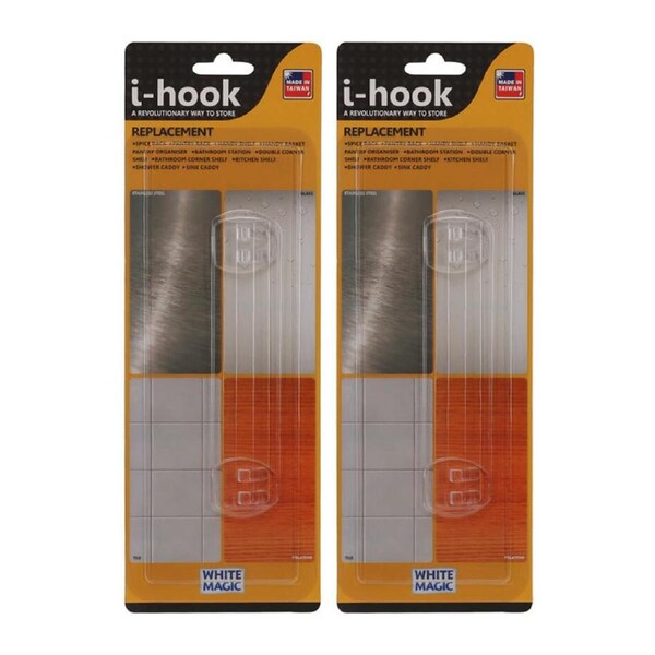 2x I-Hook 10x29cm Replacement Accessory For Organiser Shelf/Shower Caddy Clear