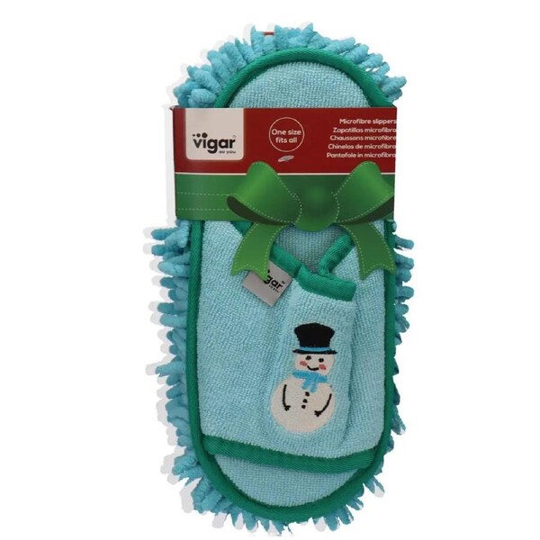Vigar Snowman Home Cleaning/Polish/Mopping Microfibre Slipper Mop Pair Blue