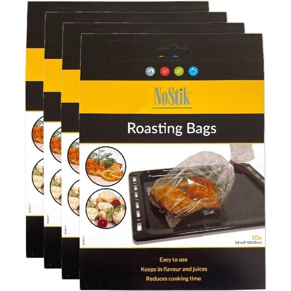 40pc NoStik 25x38cm Storage Baking Roasting Bags Set Food Oven Cooking Clear