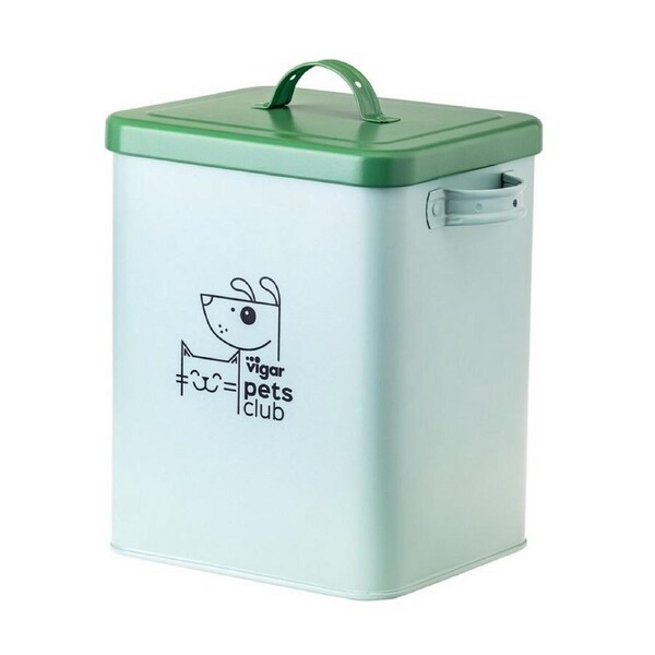 Vigar Pets Club Small 5L Cat/Dog Pet Food Metal Storage Container w/ Lid Green