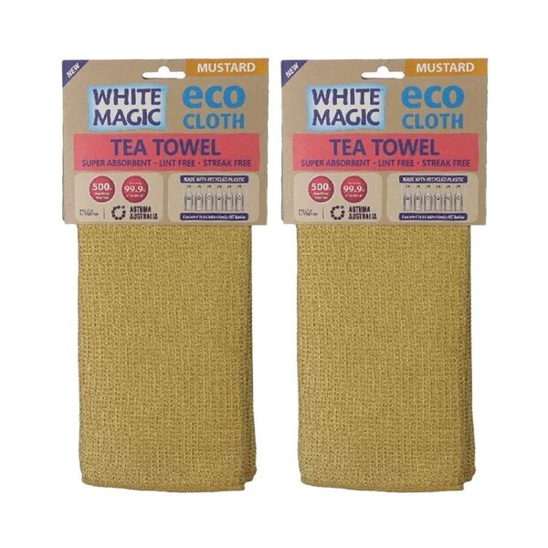 2x White Magic Microfibre 70x50cm Eco Cloth Tea Towel Single Drying MSTRD