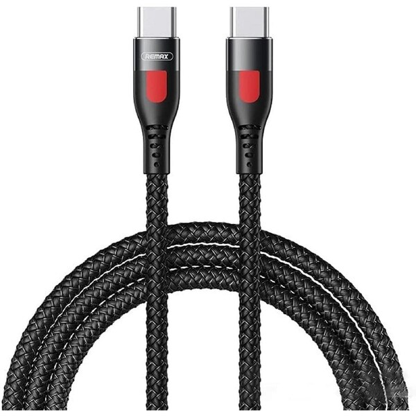 Remax Lesu 65W PD Quick Charge USB-C 1-meter Data Cable - Durable & Fast Charging for Apple Laptops & Devices - Black (RC-195)