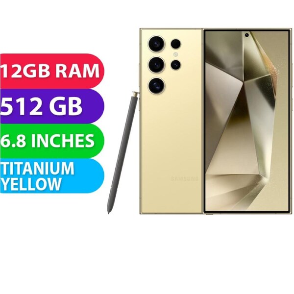 Samsung Galaxy S24 Ultra 5G (12GB RAM, 512GB, Titanium Yellow) - BRAND NEW