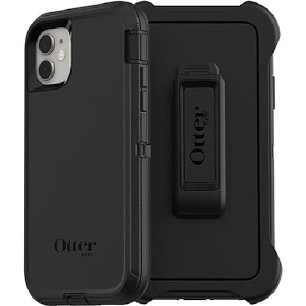 OtterBox Defender Apple iPhone 11 Case Black - (77-62457), DROP+ 4X Military Standard, Multi-Layer, Included Holster, Raised Edges, Rugged,Port Covers