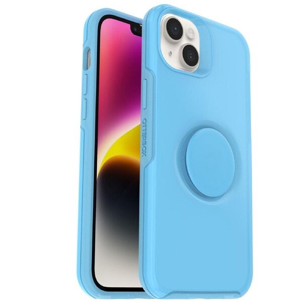 OtterBox Otter + Pop Symmetry Apple iPhone 14 Plus Case You Cyan This? (Blue) - (77-88783), Antimicrobial,DROP+ 3X Military Standard,Swappable PopGrip