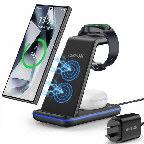 Tough On 3 in 1 Wireless Charger for Samsung Galaxy Phone Watch Earbuds