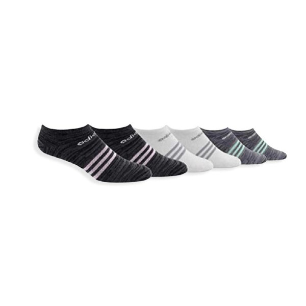 Adidas Women's Superlite No Show Socks 6 Pack, Shoe Size 5-10 - Black/White/Grey