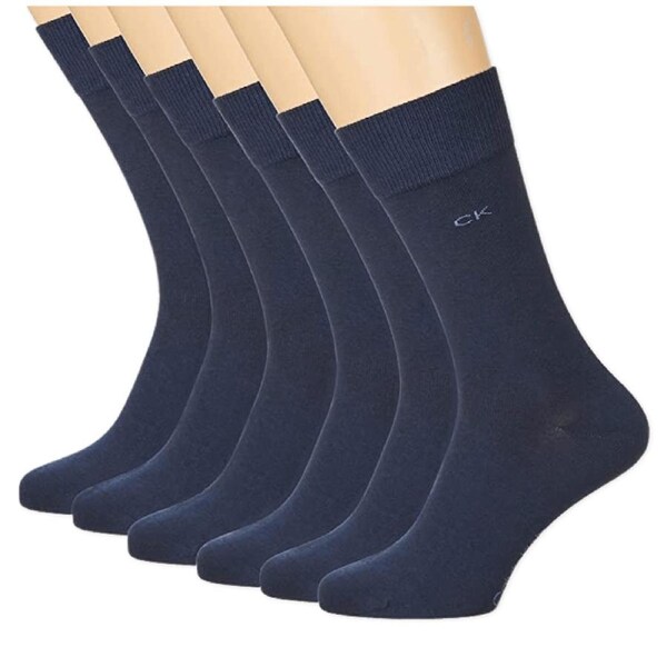 Calvin Klein Men's Cushion Comfort Cotton Crew Socks 6 Pack - Navy US 7-12