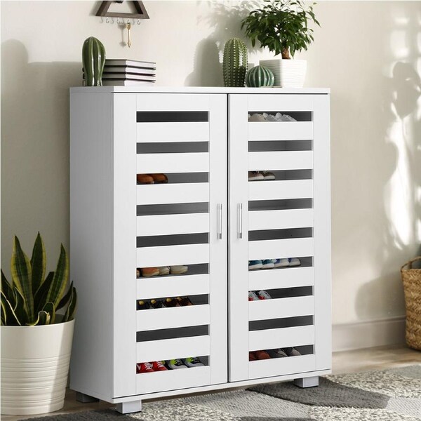 ALFORDSON Shoe Cabinet Rack Organiser 21 Pairs (White)