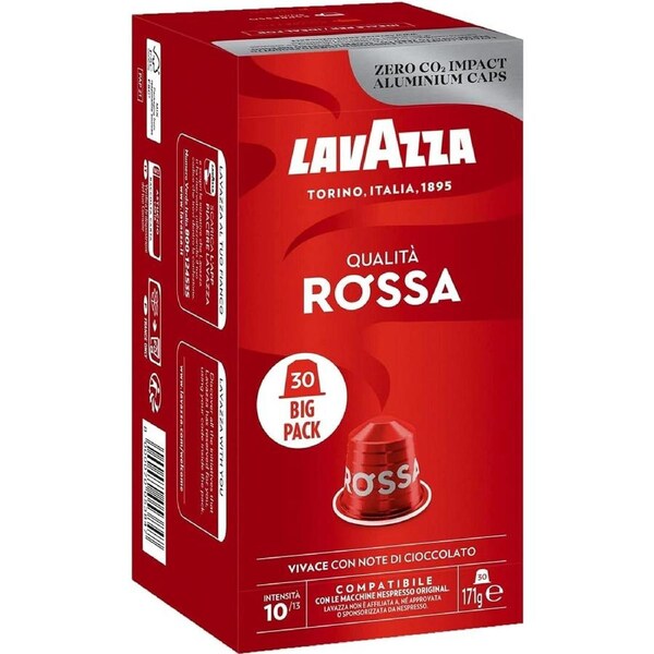 Lavazza Qualità Rossa Coffee Capsules - Compatible with Nespresso Machines - 30 Pods