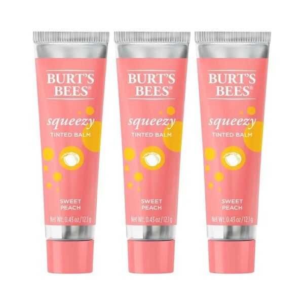3 x Burt's Bees Squeezy Tinted Lip Balm 12.1g - Sweet Peach
